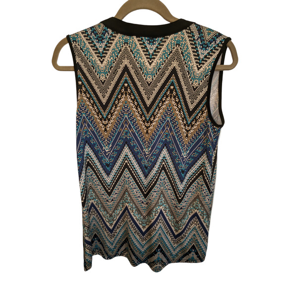 Exclusive One Chevron Zigzag Sleeveless Top Size Small Blue Black White - Picture 9 of 13
